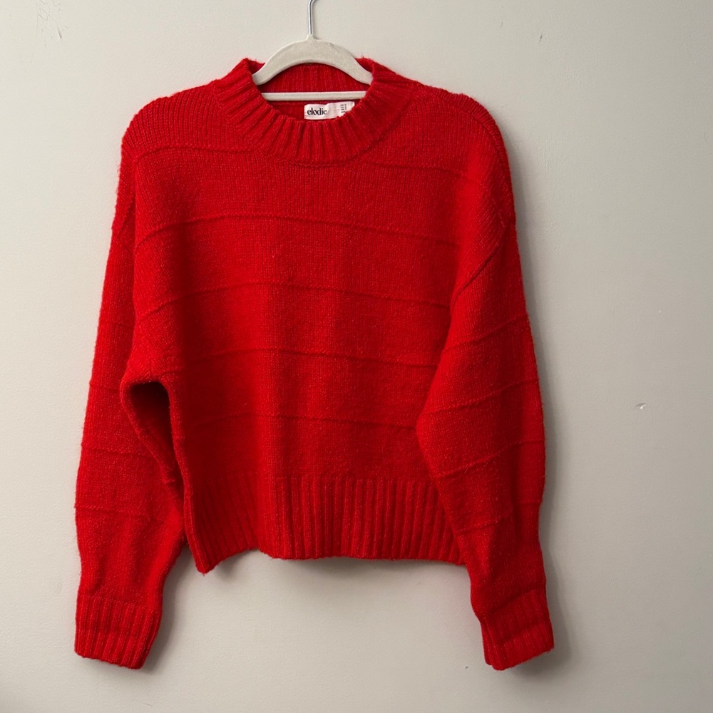 Red Crew Neck Knit Sweater